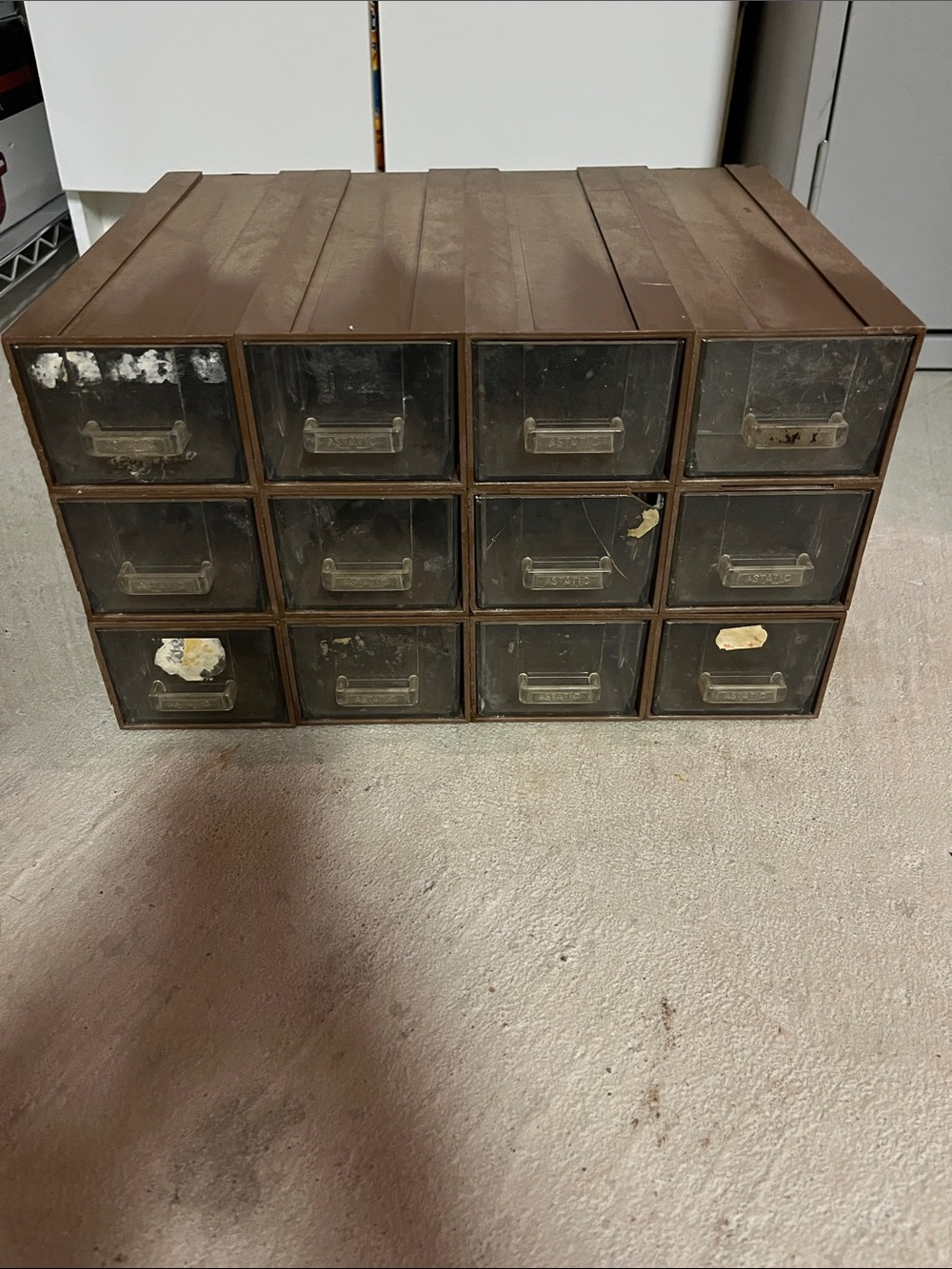 Brown 12-Drawer Plastic Parts Organizer for Crafts, Office, Tools
